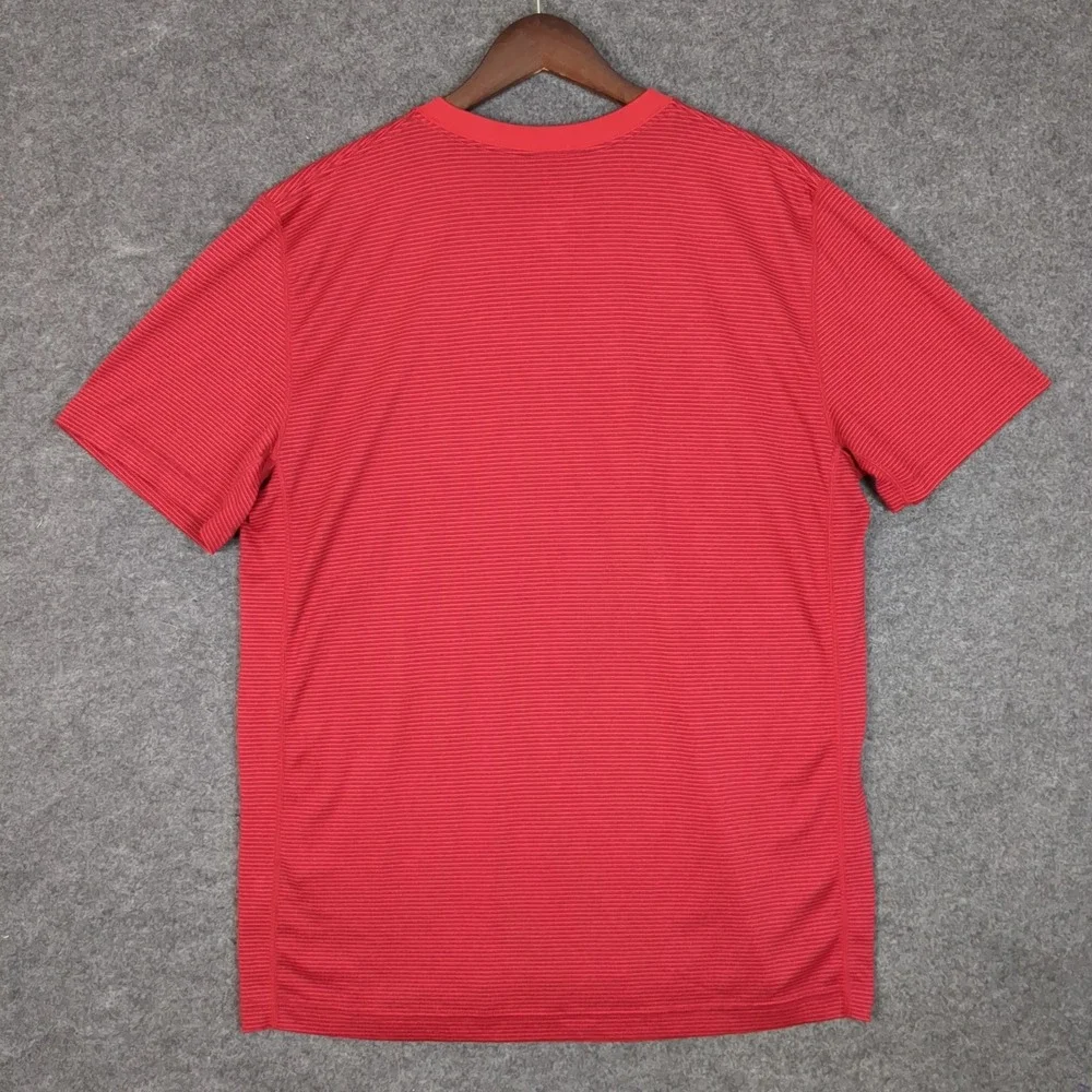Nike Dri-FIT Mens‎ Large Red Striped Short Sleeve Training Performance T-Shirt
